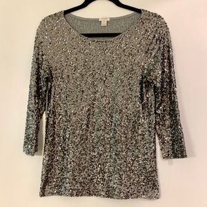 J.Crew 3/4 Sleeve Sequin Top